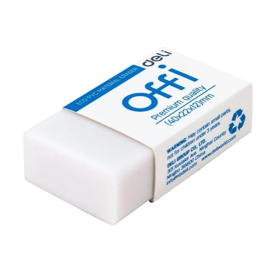 Deli EH0310 Ergonomic Drawing Eraser - Professional High-Quality White Rubber for Sketching, Illustration, and Technical Drafting