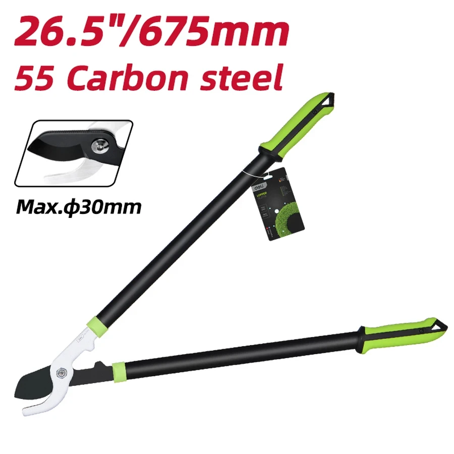 EDL2779 Heavy Duty Lopper 26.5" - 55 Carbon Steel Blade, 15mm Max Cutting Diameter, Heat-Treated Bypass Pruner for Tree and Shrub Branch Cutting (GREEN)