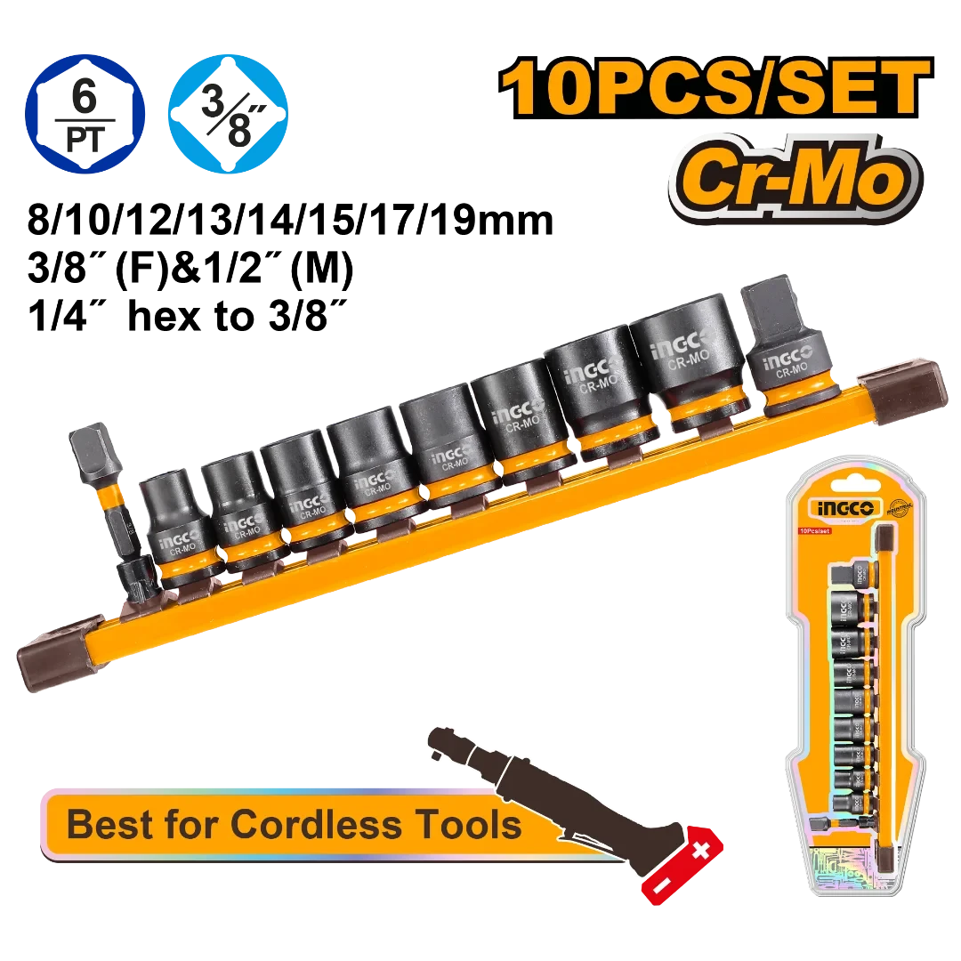 Industrial-Grade Impact Socket Set | HKISSD38104 | 10-Piece 3/8" Drive System