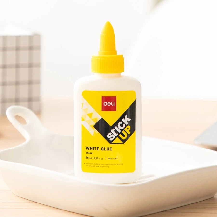 Deli E39446 White Glue - 80mL Fast Drying Formula, Strong Reliable Bond, Precision Tip (Clear Drying)