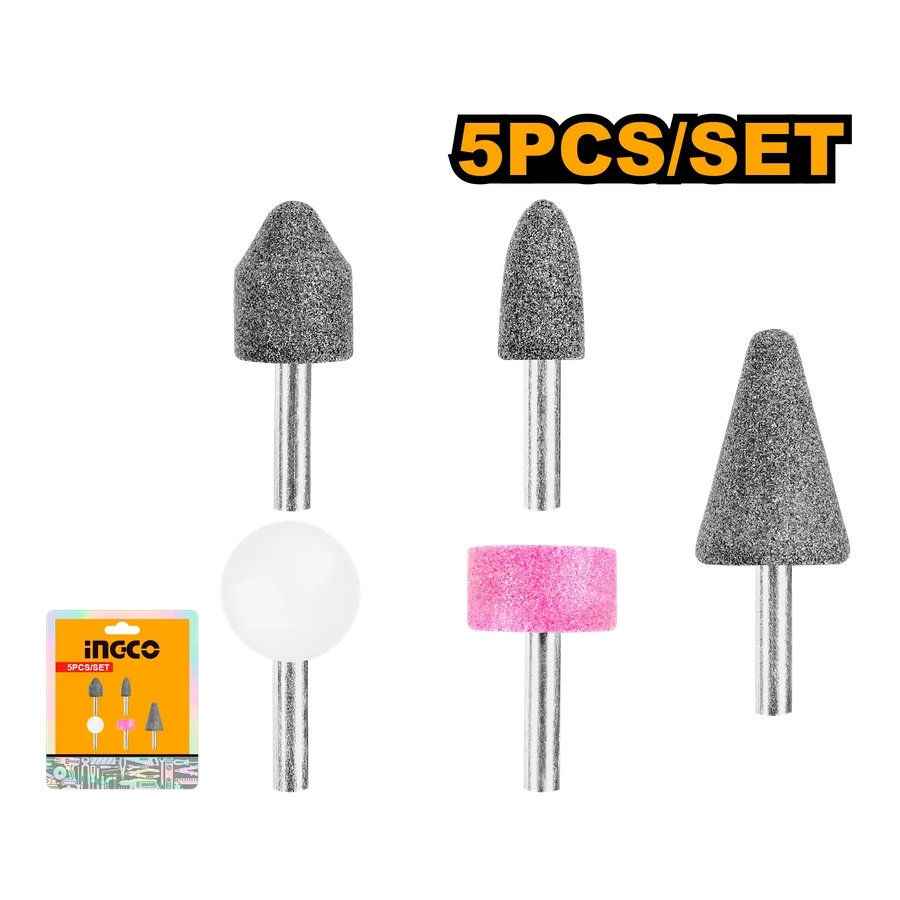 INGCO 5-Piece Mounted Stone Accessory Set | 6mm Shank | AKB0502