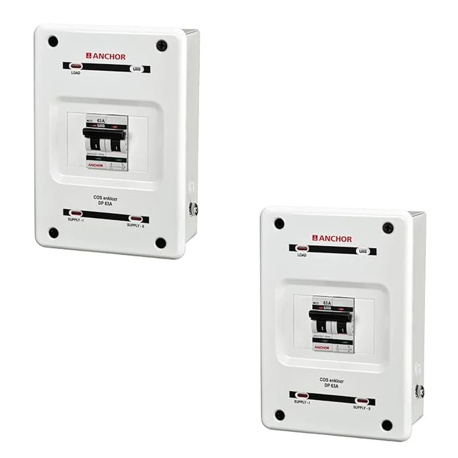 Anchor UNO DP Changeover Switch 32A 98082enk - Double Pole, Compact with Safety Enclosure for Residential Power Transfer