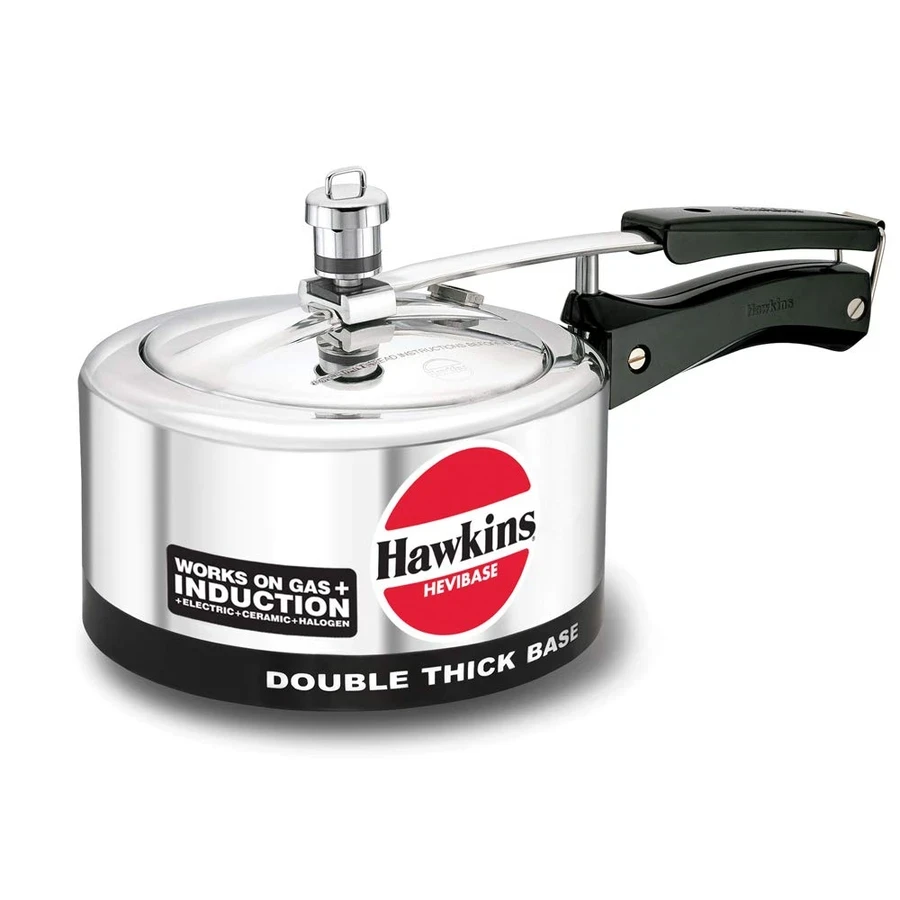 Hawkins IH50 5L Hevibase Pressure Cooker | 6.35mm Double-Thick Base | Induction Compatible | Virgin Aluminium | Silver