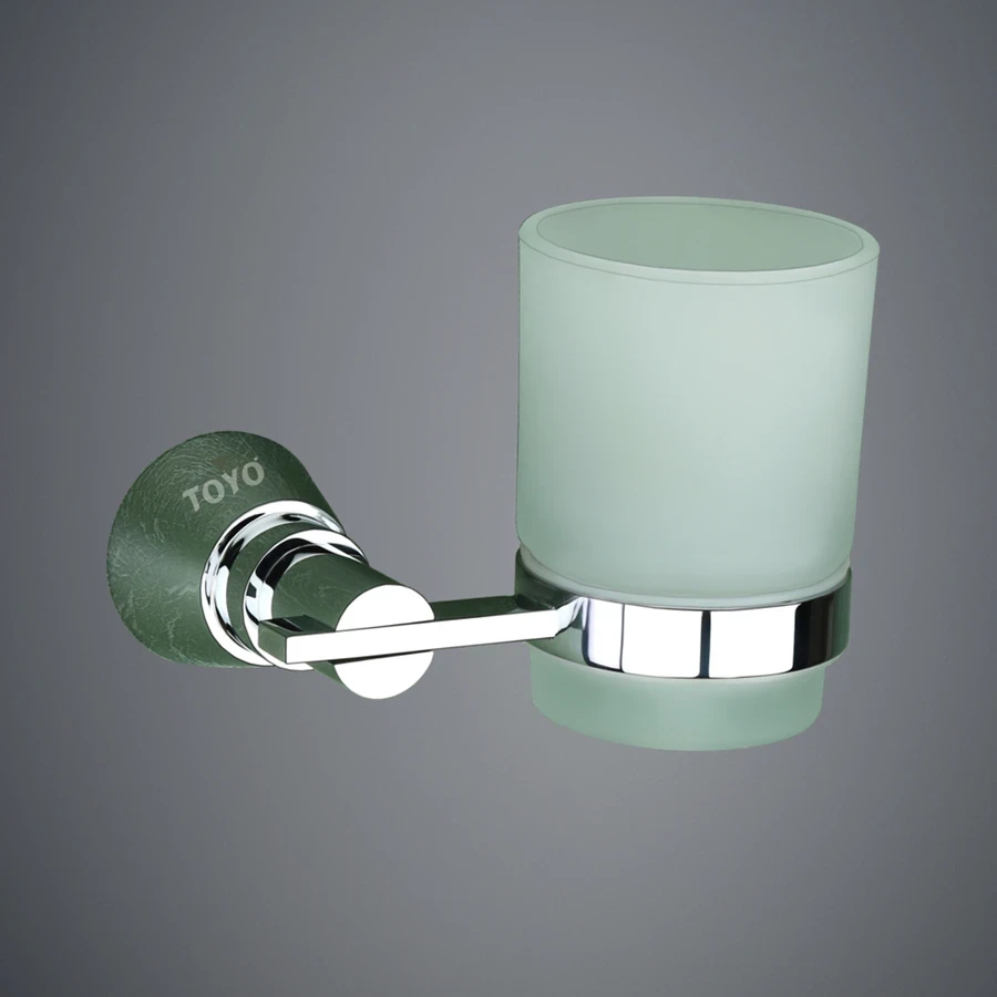 TOYO 11102 Prismy Series Wall-Mounted Tumbler Holder - 56 Grade Full Brass Base, Die-Forged, High Grade Chrome Finish