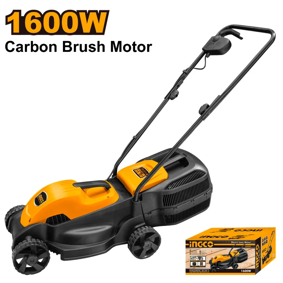 INGCO Electric Lawn Mower | 1600W High-Speed Motor | 380mm Cutting Width | LM385