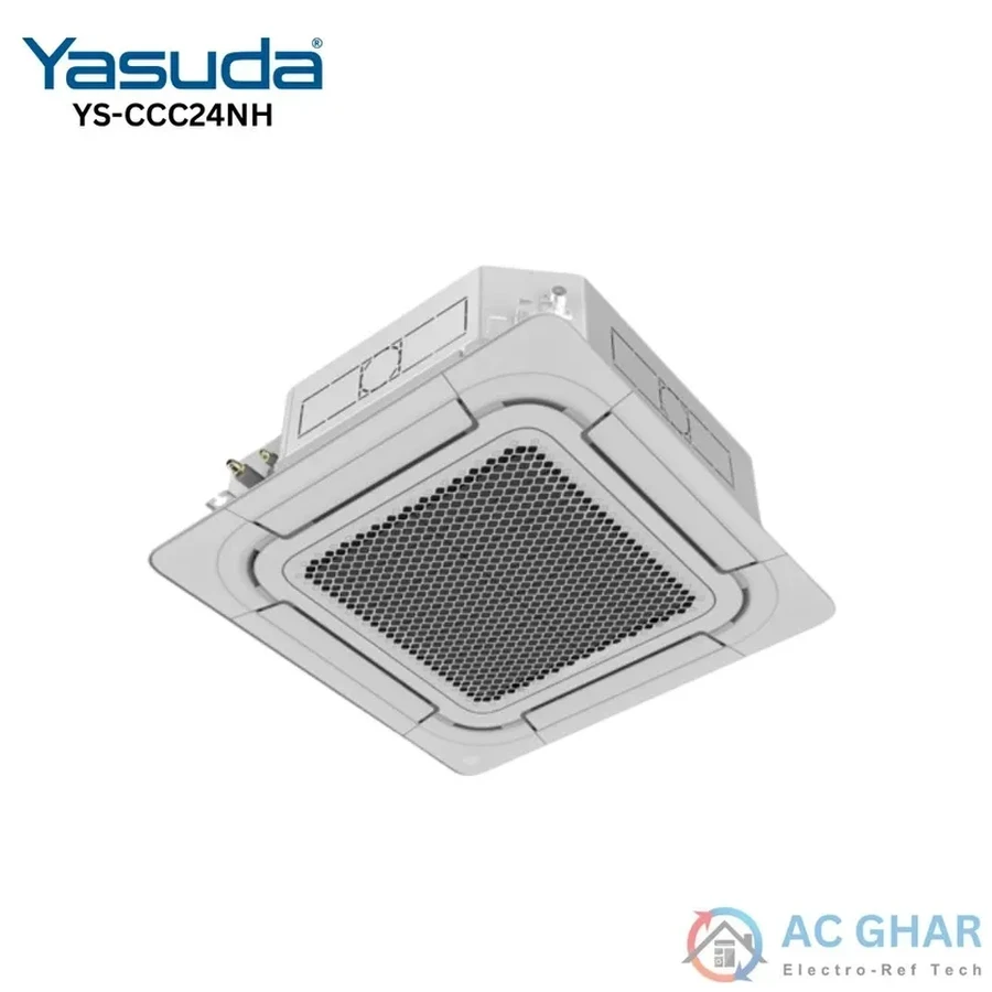 Yasuda YS-CCC24NH 2.0 Ton Non-Inverter Ceiling Cassette Air Conditioner | Strong Cooling & Heating | Auto Protection & High Efficiency Internal Thread Copper