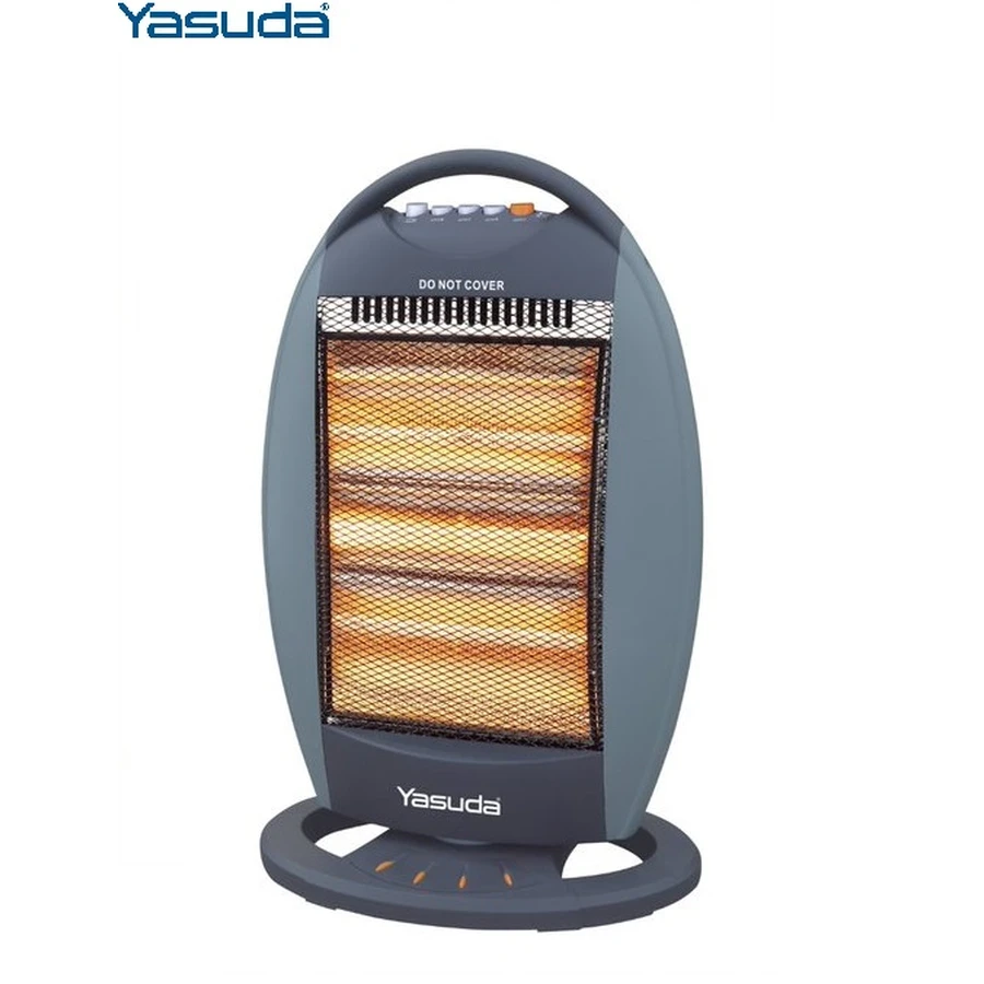 Yasuda YS-13CS Halogen Heater - 1200W Max Power, 3 Heat Settings (400W/800W/1200W), Oscillating, Tip-Over Safety, Deep Grey