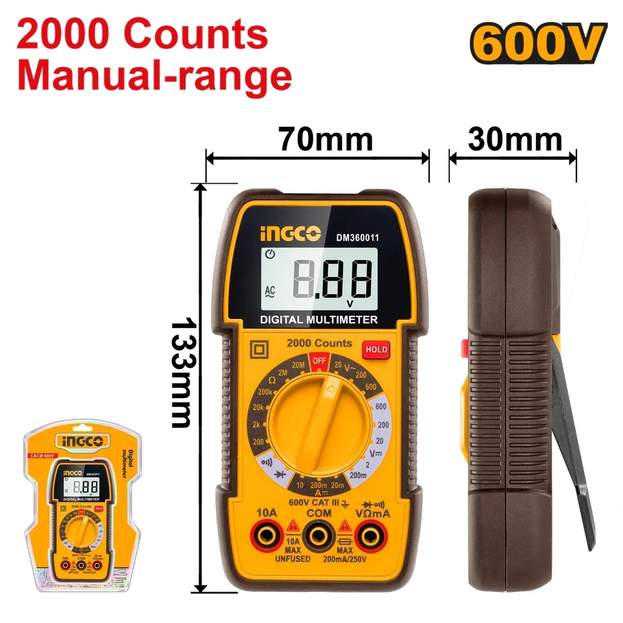 Professional High-Precision Digital Multimeter | DM360011 | LED Terminal Guidance Series