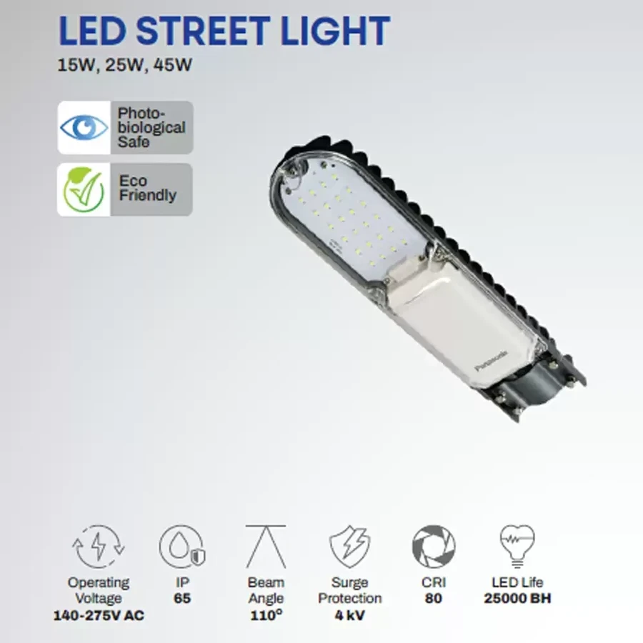 Panasonic PSTM01157 / PSTM23157 15 Watt 6500K LED Street Light | IP65 Waterproof | 1500lm Output | 4 kV Surge Protection