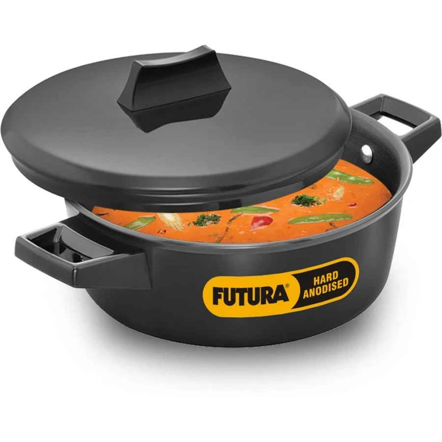 Hawkins IACB20 2L Futura Hard Anodised Induction Saucepan | 4.06mm Extra Thick | Hard Anodised Lid | Metal Spoon Friendly | Black