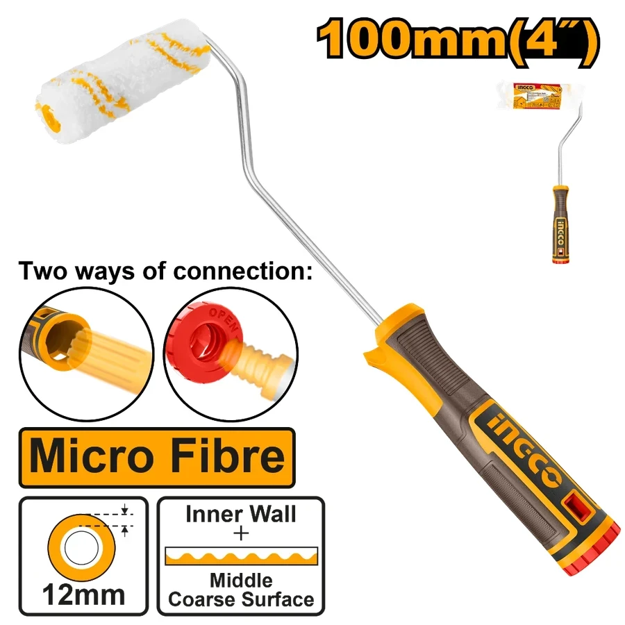 INGCO 4" Mini Cylinder Brush | Inner Wall Microfiber Roller | HRHT061001D