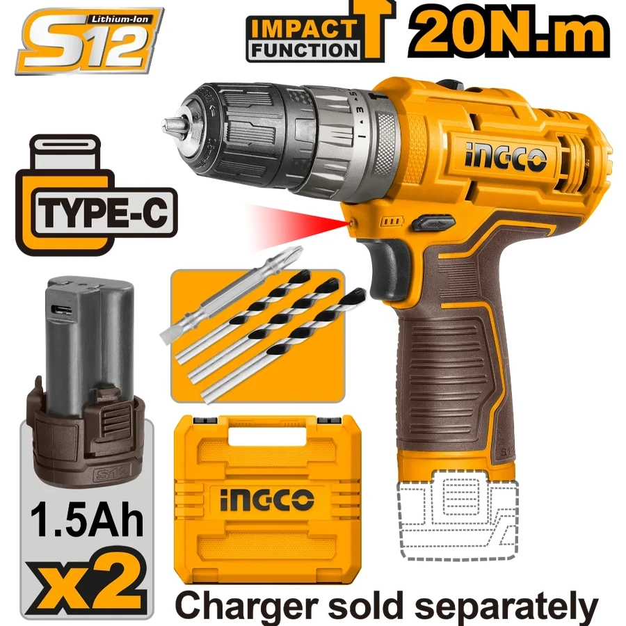 Cordless Impact Drill | CIDLI12202 | 12V Max | Multi-Function Hammer Action