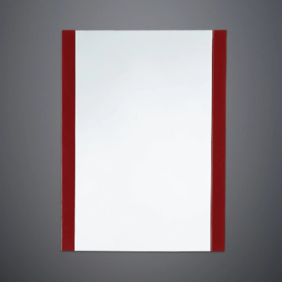 TOYO 9323 Designer Wall Mirror - 600 x 450 mm (18 x 24 Inch), Red Color with Decorative Glass Strip