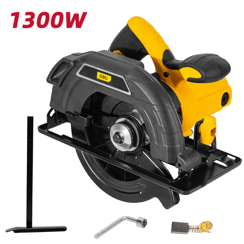 EDL-YJ185-E1 Circular Saw 1300W - 7-1/4" (185mm) 24T TCT Blade, 5300 RPM, 0-45° Bevel Cut, BS Plug (Yellow)
