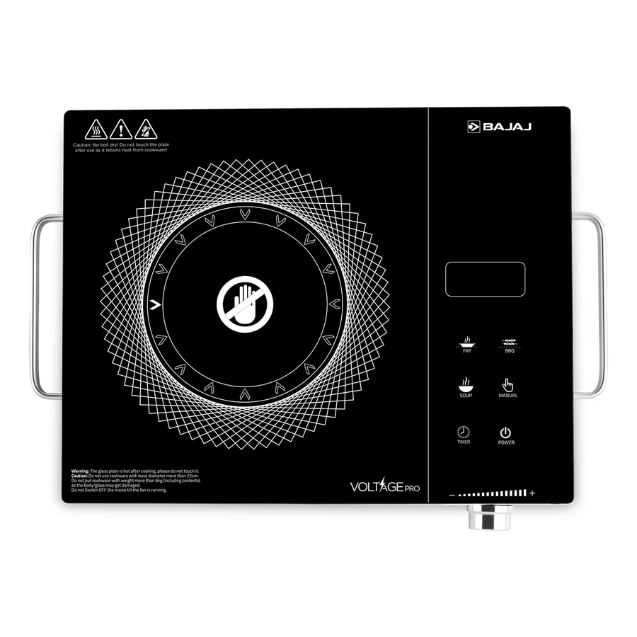 Bajaj IRX 220F (740311) Infrared Cooktop | Suitable for All Utensils | 11 Power Levels | Feather Touch Control | Voltage Pro