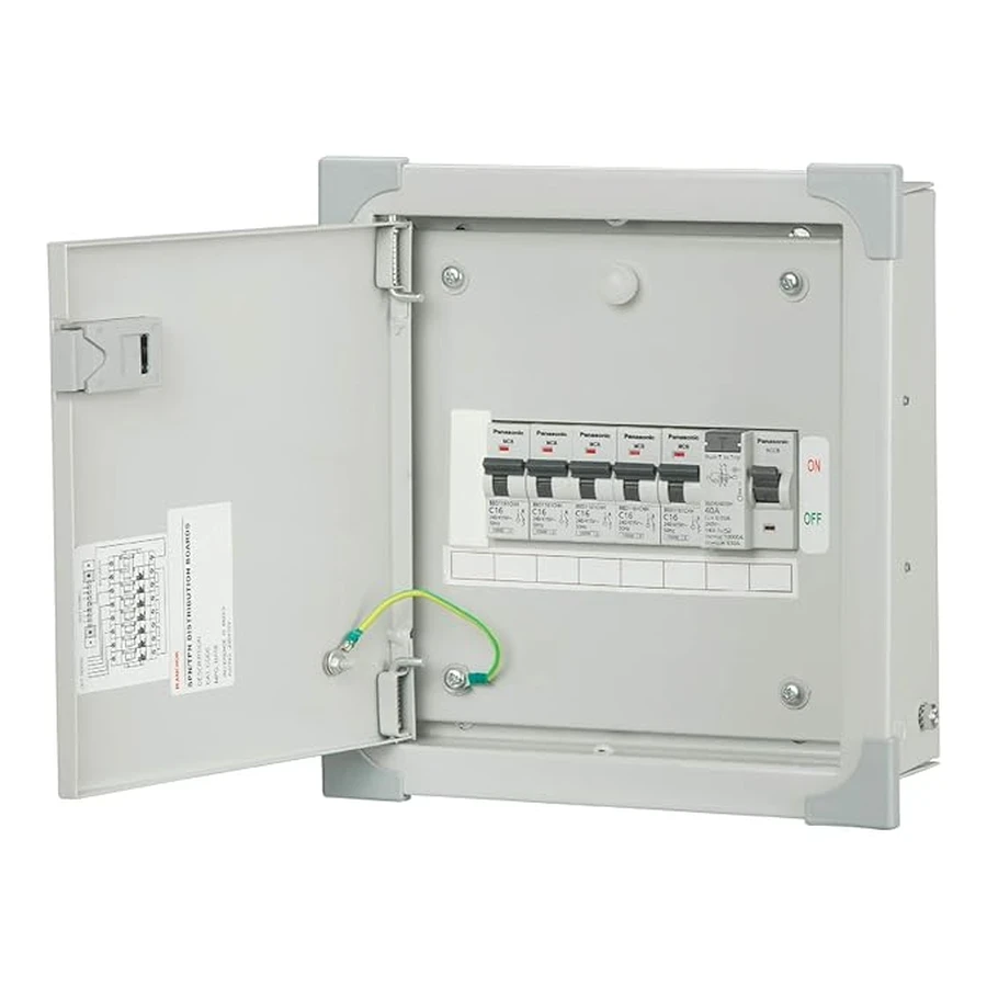 Anchor 98301 SPN Double Door Distribution Board 6 Way - Single Phase, CRCA Steel, 100A Busbar, IP42 Dust Protection, Ideal for Small Residential Units