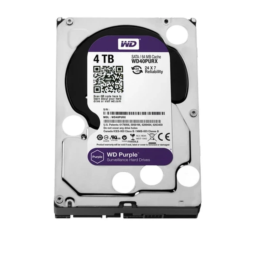 Western Digital WD40PURX / WD62PURX Purple Surveillance Internal HDD | 4TB - 6TB Capacity | 3.5-Inch Form Factor | 24/7 Reliable Security Storage