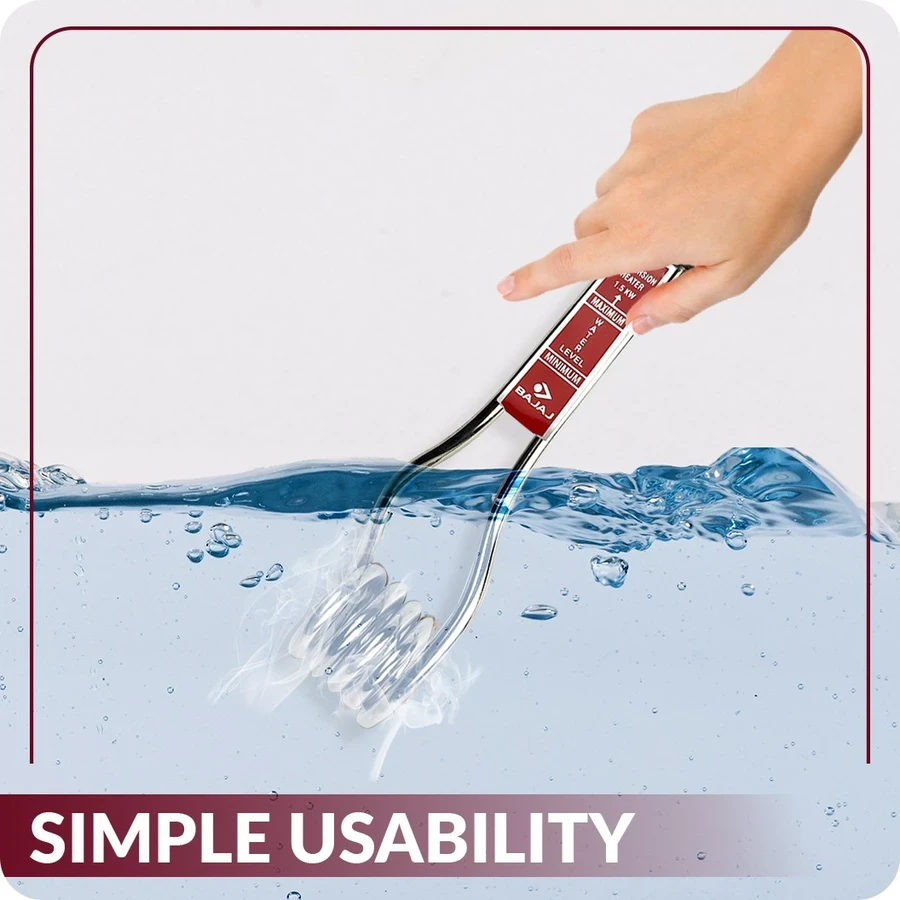 Bajaj 150650 Immersion Heater | 1500W | Compact & Portable Design | 1.5KW High-Speed Heating | Lightweight Water Heater