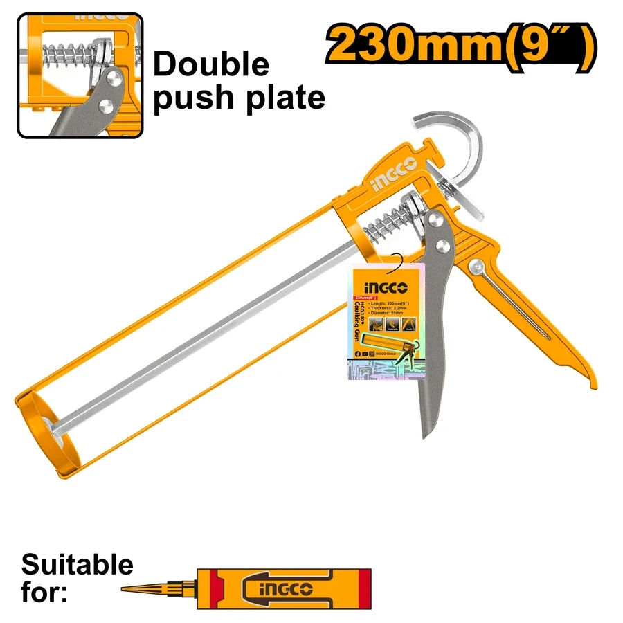 Professional Caulking Gun | HCG1409 | 9" (230mm) | Double Push Plate