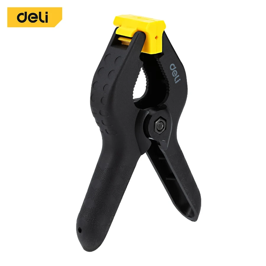 EDL110004 Heavy Duty Spring Clamp 4" - Max 30mm Clamping Diameter, Durable Nylon Body, Quick Releasing Action for DIY, Crafts, and Light Holding (Yellow/Black)