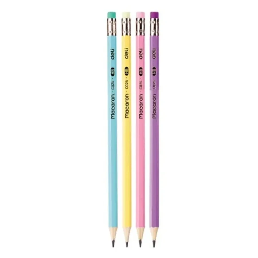 Deli 12-Pack HB Graphite Pencils | Pastel Body & Premium Basswood | C025