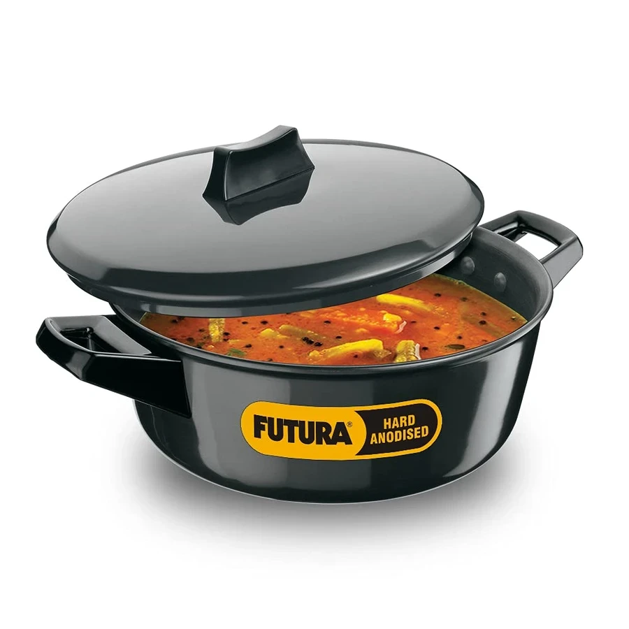 Hawkins IACB30 3L Futura Hard Anodised Induction Saucepan | 4.06mm Extra Thick | Hard Anodised Lid | Metal Spoon Friendly | Black