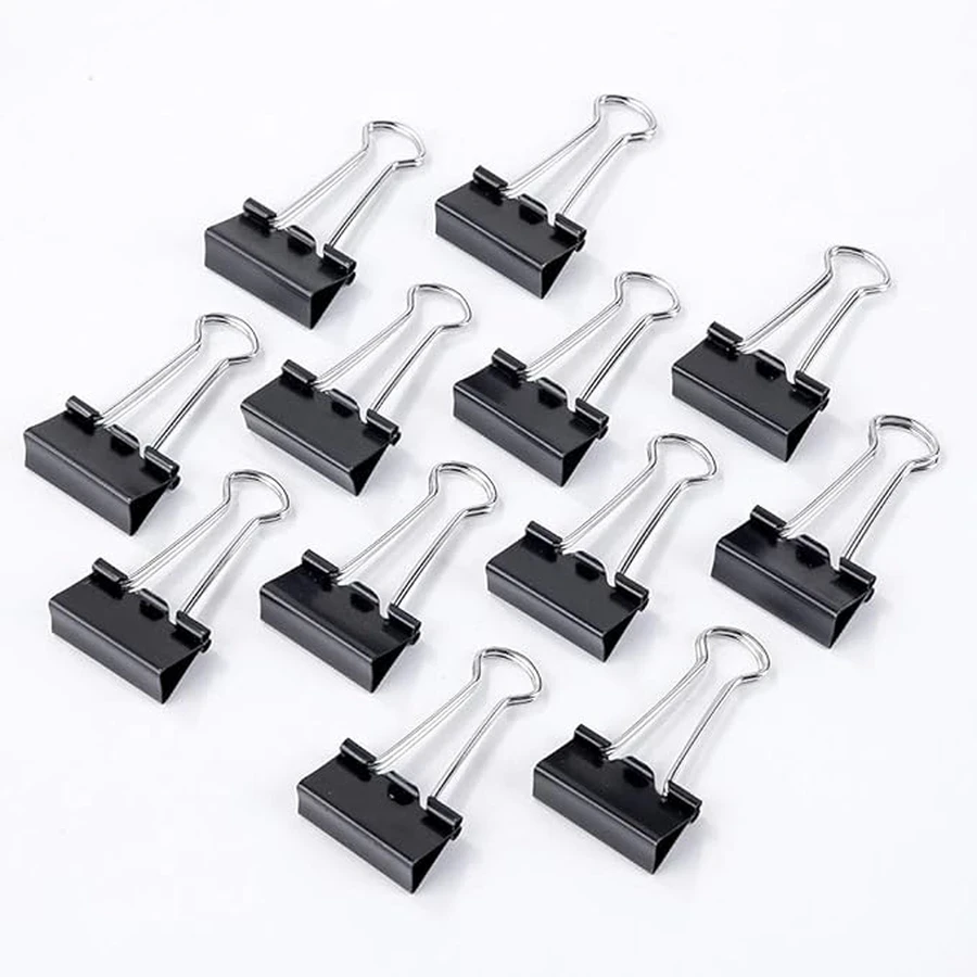 Deli E38564 25mm Standard Binder Clip (12 Pieces) - Metal Construction for Large Document Stacks