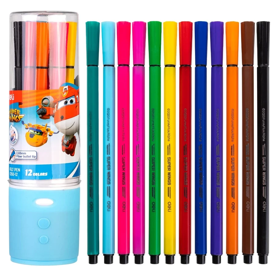 Deli 12-Color Professional Illustration Felt Tip Pens | Seamless Blending & Fade-Resistant | EC150-12