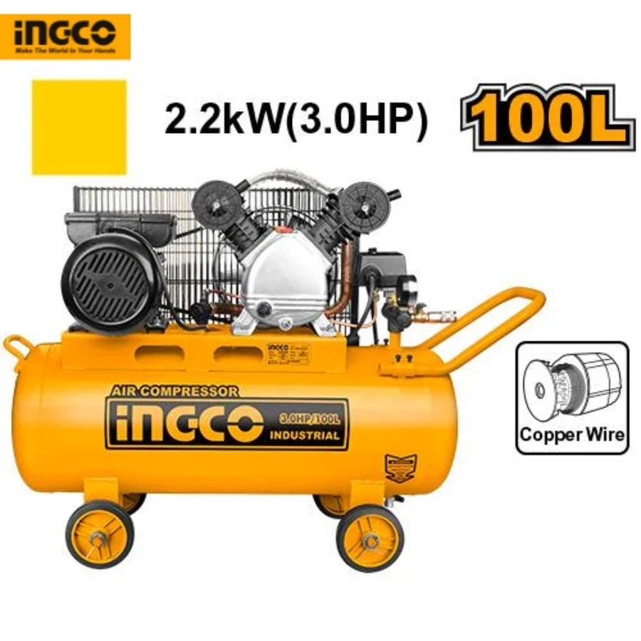 Industrial 100L Air Compressor | AC1301008 | 3HP Belt-Driven Induction Motor