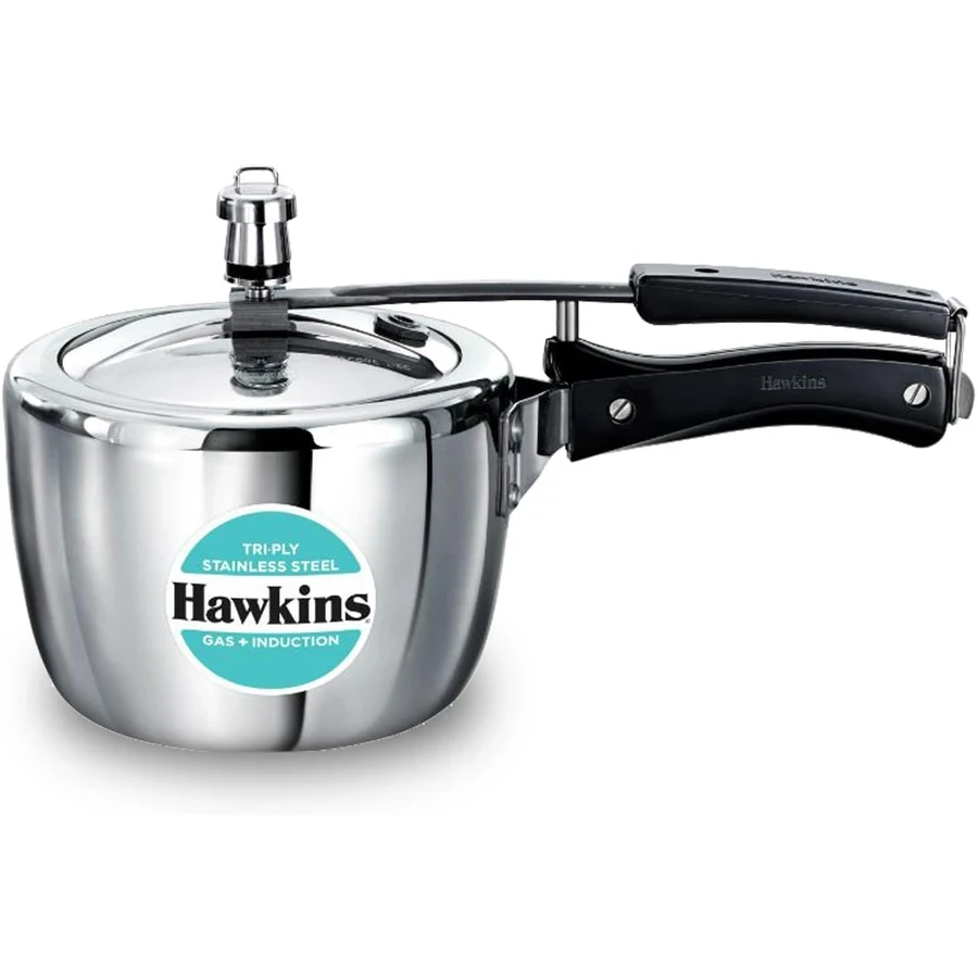 Hawkins HSST25 2.5L Tri-Ply Stainless Steel Pressure Cooker | 3mm Extra Thick | Induction Compatible | Wide Mouth | Silver