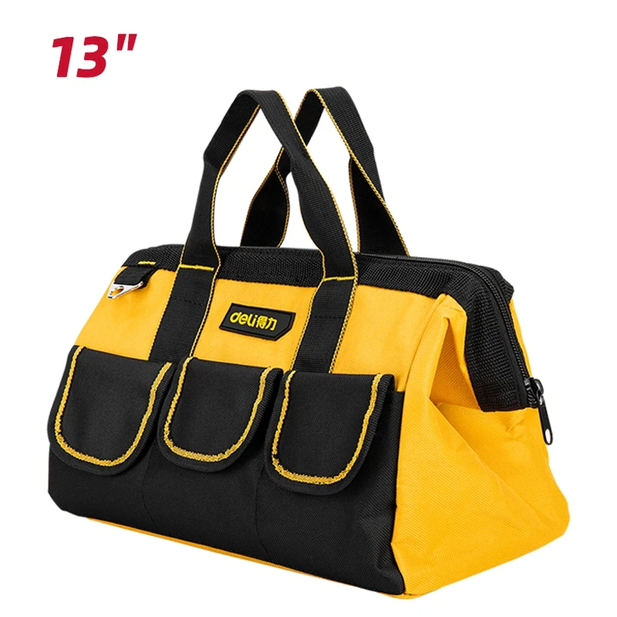 EDL430013 Tool Bag 13" - Compact, Abrasion-Resistant Oxford Cloth, Reinforced Steel Frame, Multifunctional Pockets (Yellow)