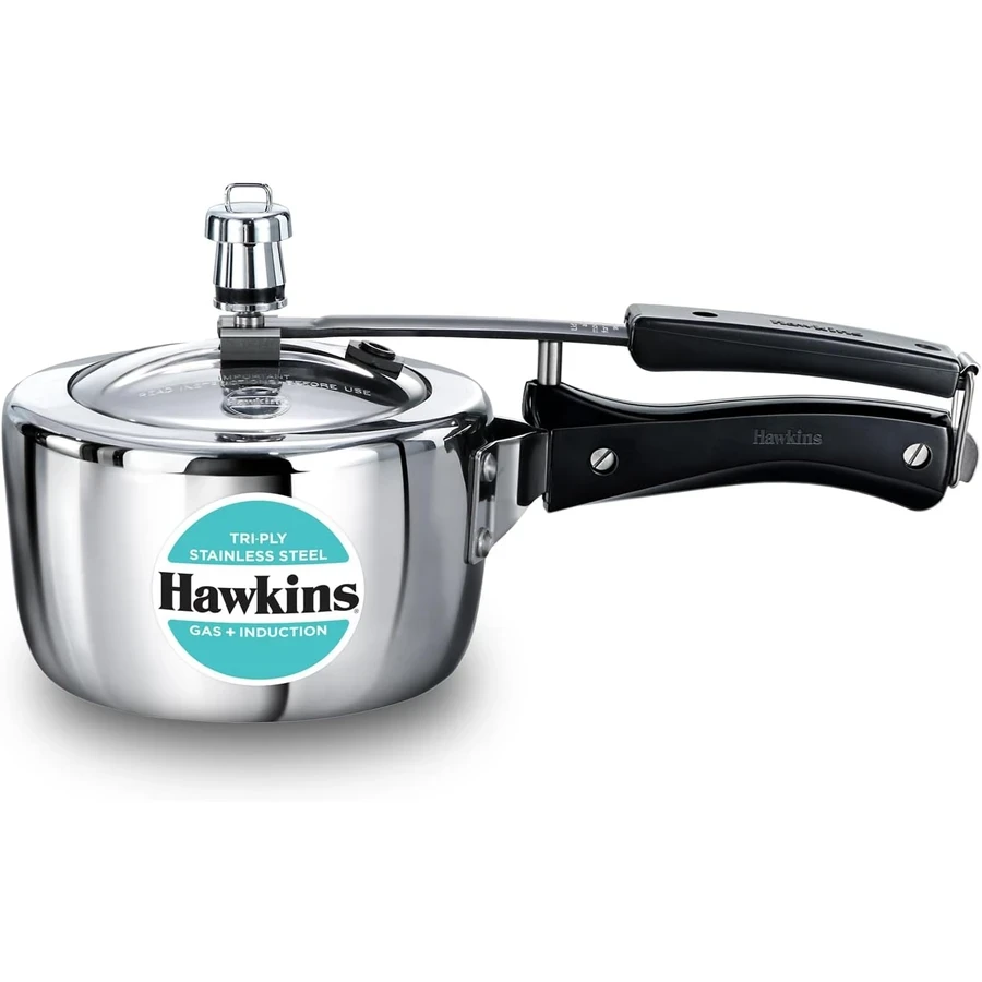 Hawkins HSST15 1.5L Tri-Ply Stainless Steel Pressure Cooker | 3mm Extra Thick | Induction Compatible | Wider Mouth | Silver