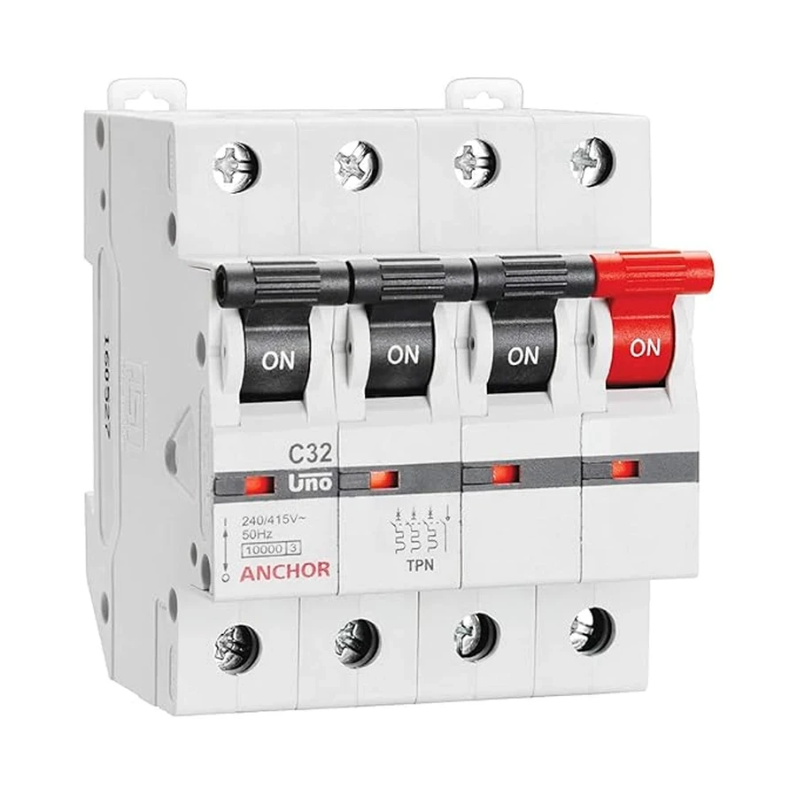 Anchor UNO SP MCB 10A 'C' Curve 98034 - Single Pole, Standard Circuit Breaker Type, Essential for Lighting Circuits