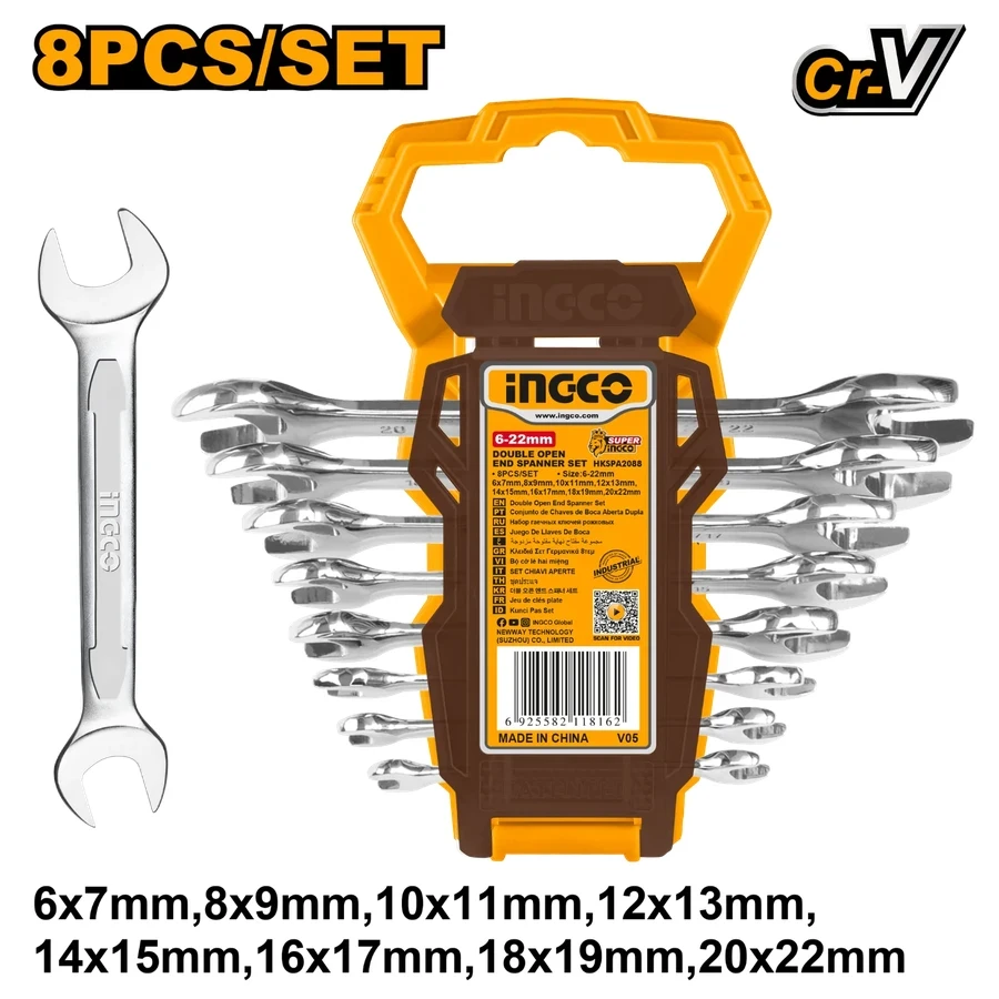 Professional 8Pcs Double Open End Spanner Set | HKSPA2088 | Fine Polished Finish