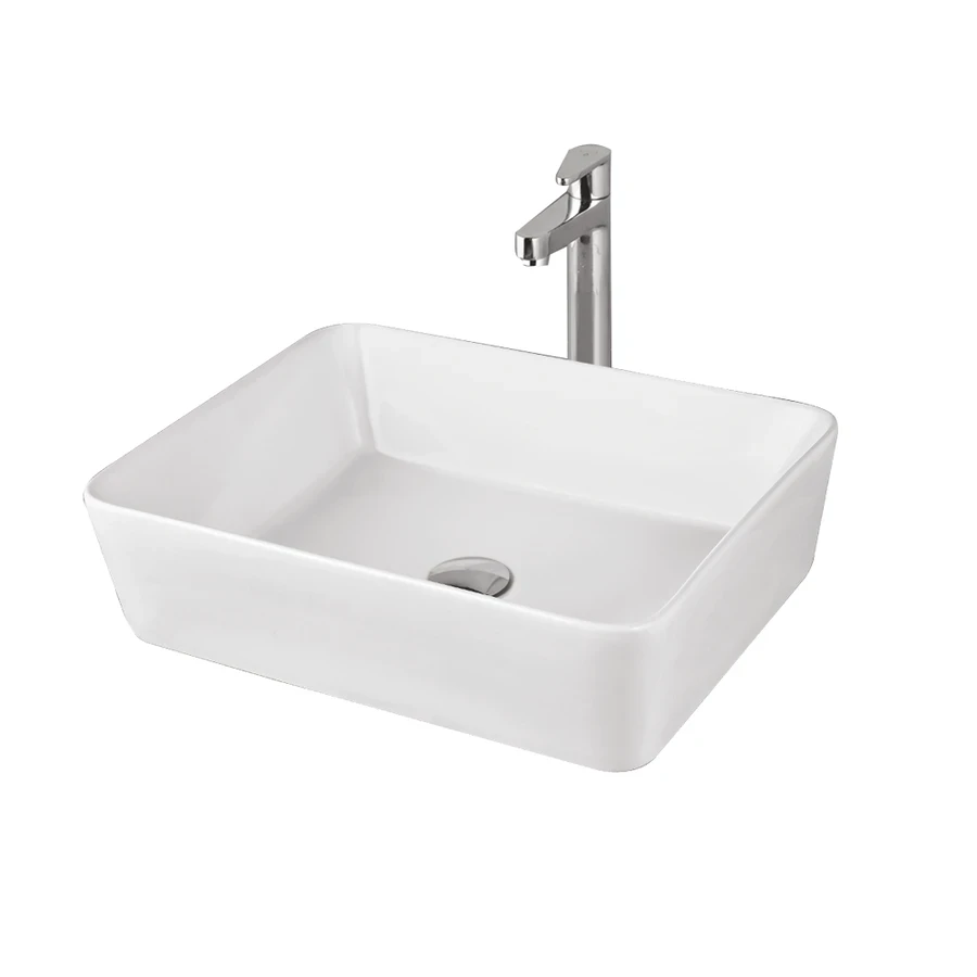 TOYO 24121 Counter Top Basin - White Ceramic Vessel Sink, Above Counter Mount (485 x 375 x 135 mm)