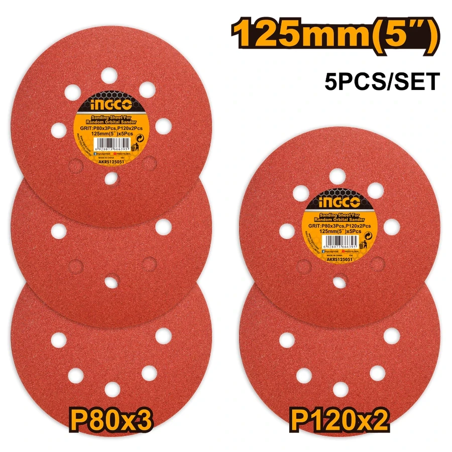 Universal Hook-and-Loop Sanding Sheets | AKRS125051 | 5-Piece Professional Set