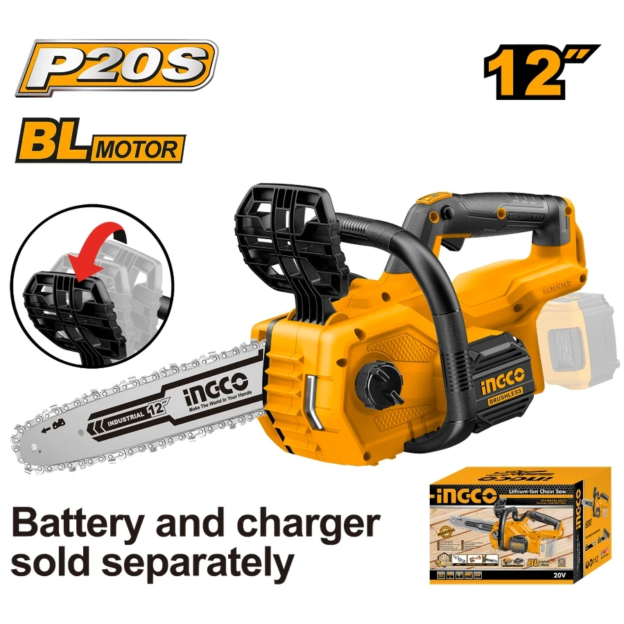 Lithium-Ion Chain Saw | CGSLI20128 | 20V Brushless | 12" Professional Cutting Tool