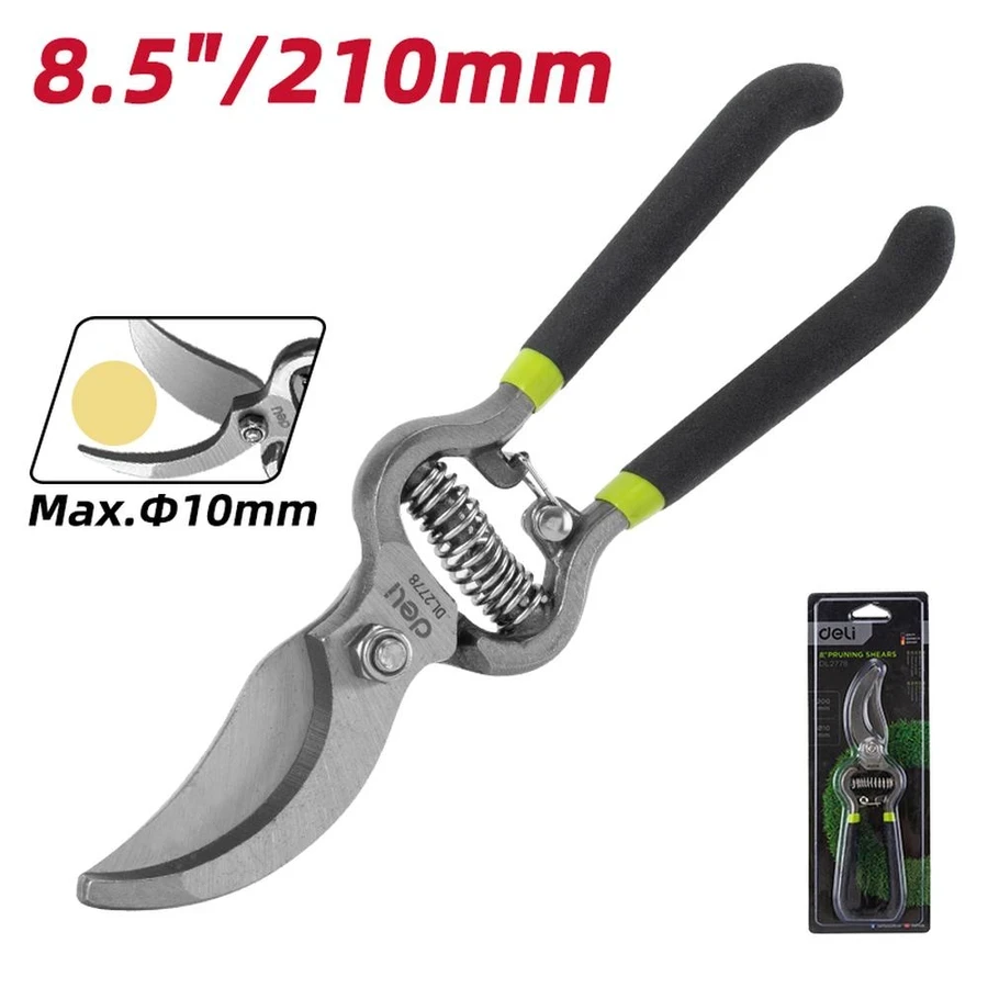 EDL2778 Professional Garden Shears - Precision Forged #55 Carbon Steel, Heat-Treated Blade for Sharp Cutting, Ideal for Pruning Fruit Trees, Bonsai, and Garden Plants (GREEN)