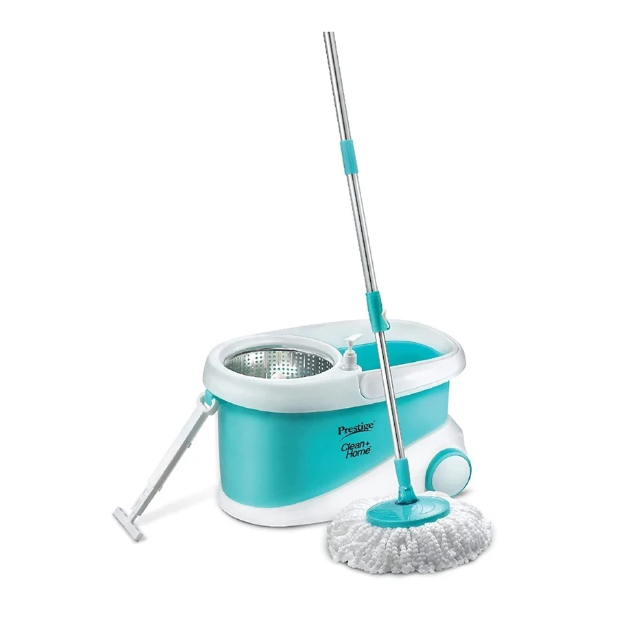 Prestige 42604 PSB 10 Spin Mop | Microfiber Head | Telescopic Stainless Steel Handle | Manual Centrifugal Spin | Blue