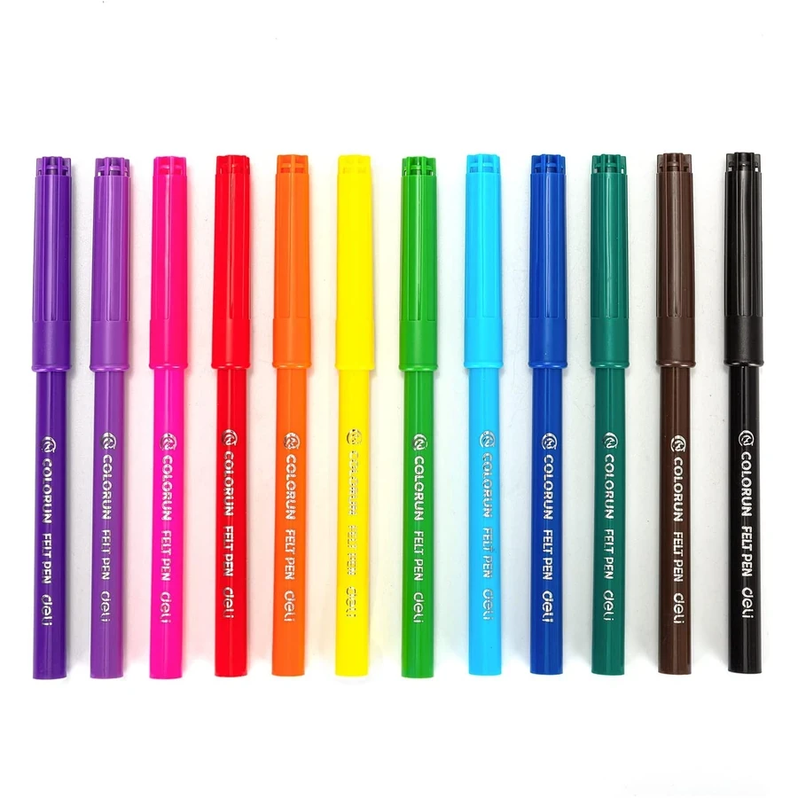 Deli 12-Color Creative Brush Pen Set | High-Pigment Flexible Tips | Ideal for Journals & Art | EC10003
