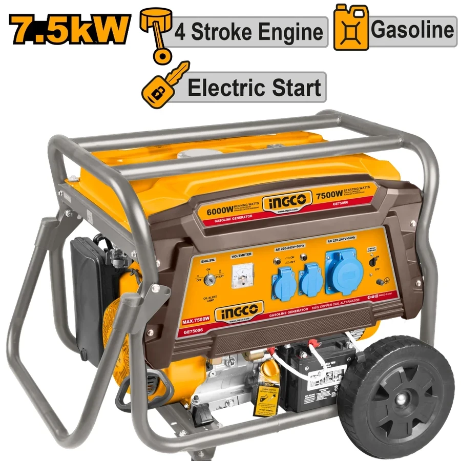 Professional High-Capacity Gasoline Generator | GE75006 | 7.5kW Industrial Electric Start Series