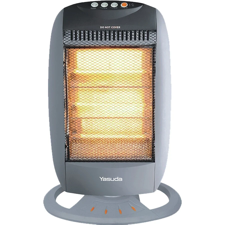 Yasuda YS-12CS Halogen Heater (Grey) - 3 Power Sets (400W/800W/1200W) with Auto Oscillation and Safety Tip-Over Switch