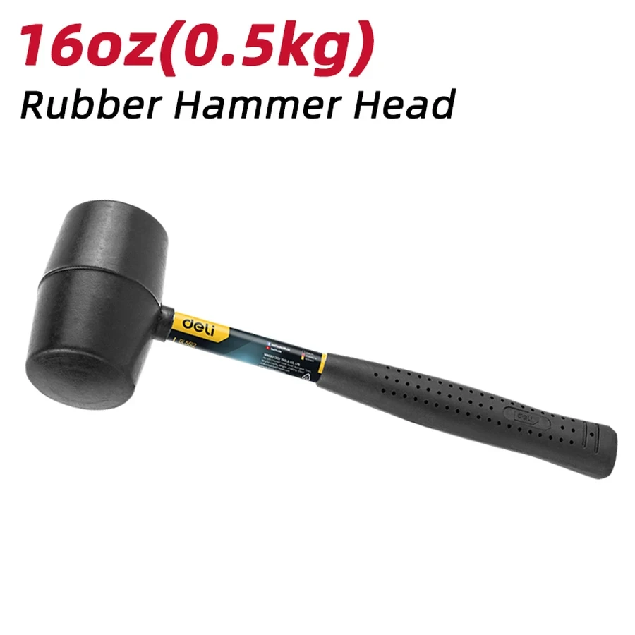 EDL5616 Rubber Mallet 16oz - Double-Sided PVC Head, Non-Marring, Comfortable Rubber Coated Steel Pipe Handle (Black)