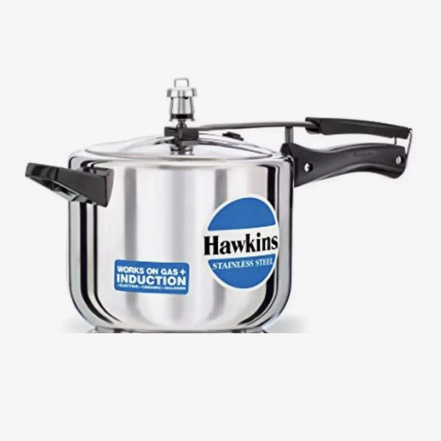 Hawkins HSS50 5L Stainless Steel Pressure Cooker | 4.06mm Sandwich Bottom | 100% Surgical Steel | Induction Compatible | Silver