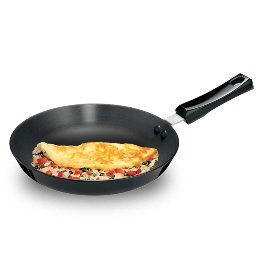 Hawkins AF25 22cm Hard Anodised Frying Pan | 4.06mm Extra Thick | Metal Spoon Friendly | High Heat Resistant | Black