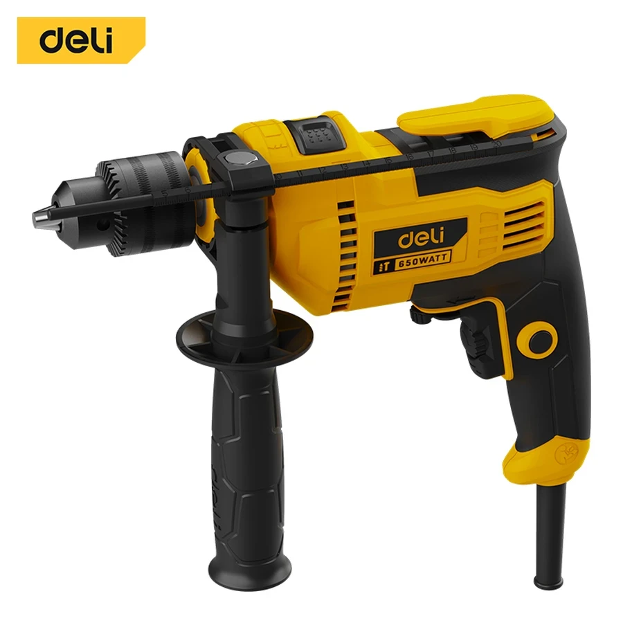 EDL-CZ13-E5 Impact Drill 650W - 13mm Metal Chuck, 48,000 BPM Impact Rate, Variable Speed (3000 RPM), Pure Copper Motor (Yellow)