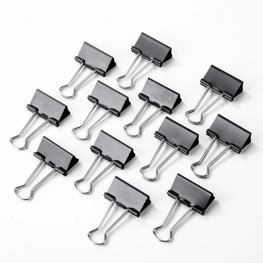 Deli E38563 32mm Modern Binder Clip (12 Pieces) - High-Quality Spring Steel, Fully Coated for Large Stacks