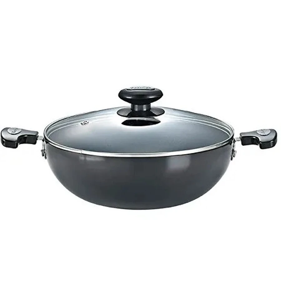 Prestige 37069 Magna HA Round Base Kadai Dia 240mm | Hard Anodised Aluminium | Unique Impact Bottom | Even Heat Distribution | Black