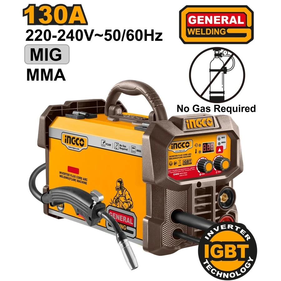 Inverter Flux Cored Arc Welding (FCAW) Machine | ING-FC13018 | 130A Gasless MIG & MMA Hybrid