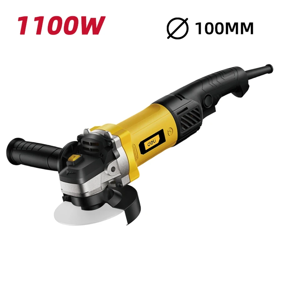 EDL-JM100-E4 Angle Grinder 1100W - 100mm (4") Disc, 11,000 RPM, All-Copper Motor, Long Rear Switch Design, Easy Maintenance (Yellow)